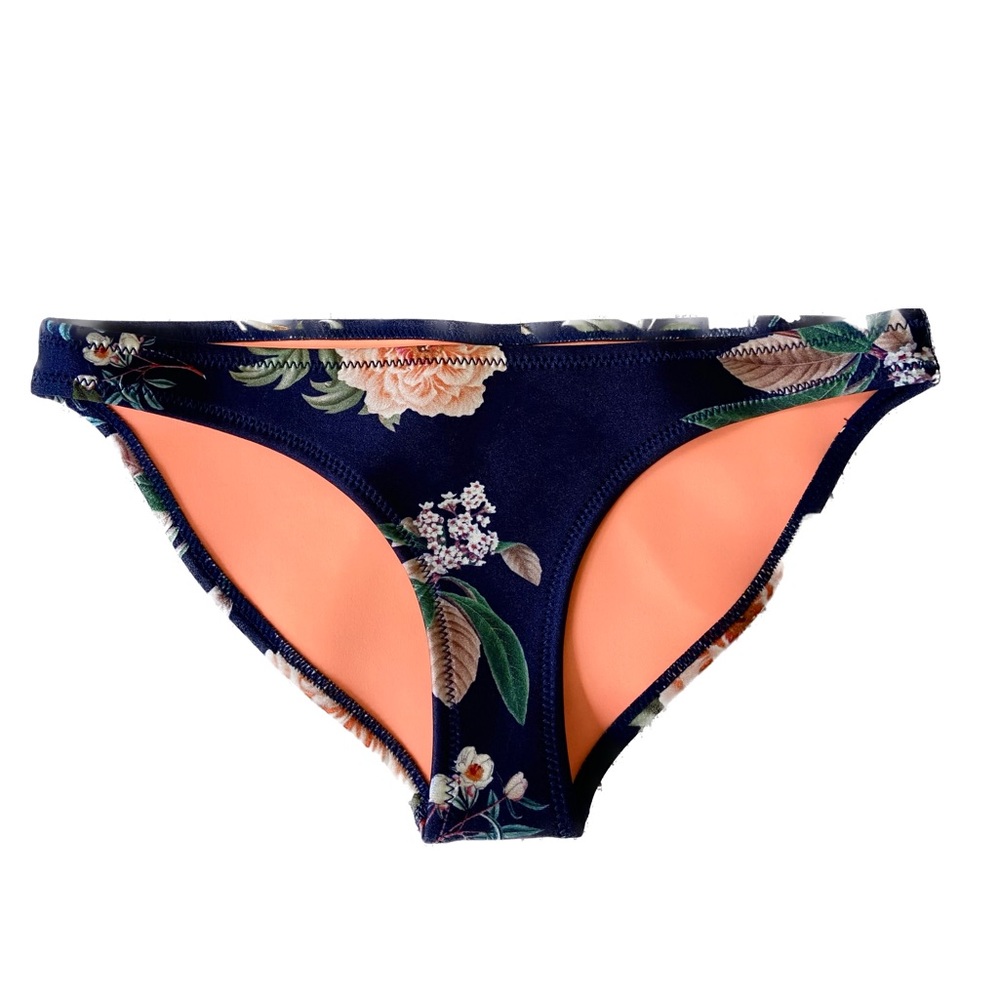 TRIANGL Blue Floral Neoprene Bikini Bottoms Size Small